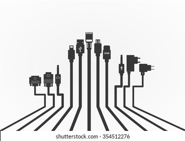 Plug Wire Cable Computer  vector illustration