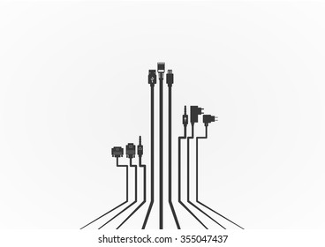 Plug Wire Cable Computer  vector illustration