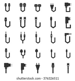Plug Wire Cable Icon silhouette vector set 