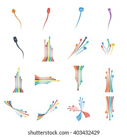 Plug Wire Cable Set Computercolorful vector illustration