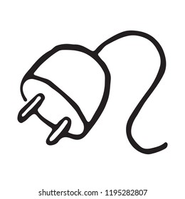 Plug with wire hand drawn outline doodle icon. Vector illustration