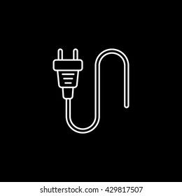 Plug and Wire Icon On Black Background