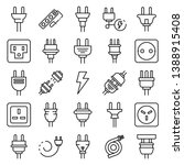 Plug wire icons set. Outline set of plug wire vector icons for web design isolated on white background