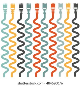 Plug Wire Lan Cable Computer colorful vector illustration