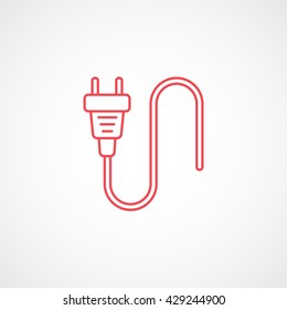 Plug and Wire Red Icon On White Background