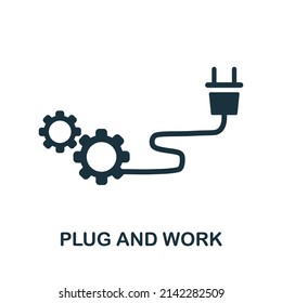 Plug And Work icon. Monochrome simple Plug And Work icon for templates, web design and infographics