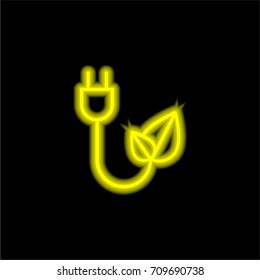 Plug yellow glowing neon ui ux icon. Glowing sign logo vector