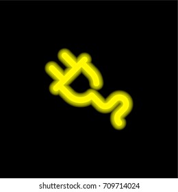 Plug yellow glowing neon ui ux icon. Glowing sign logo vector