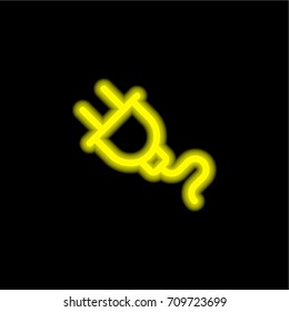 Plug yellow glowing neon ui ux icon. Glowing sign logo vector