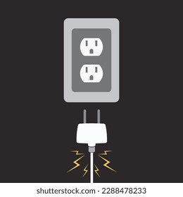 Plugging into a wall electrical outlet socket vector illustration graphic background