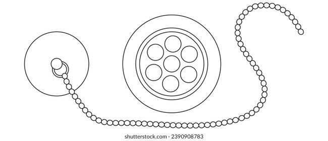 Plughole illustration in outline and vector.