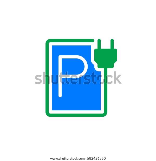 Plug-in charger, Electric car parking icon\
vector, filled flat sign, solid colorful pictogram isolated on\
white. Symbol, logo\
illustration