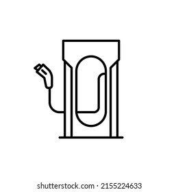 Plug-in electric vehicle charging line icon, Charging station sign.