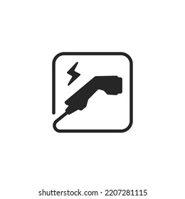 Plug-in electric vehicle charging line icon, EV Charging station sign.