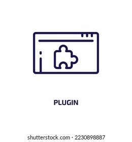plugin icon from programming collection. Thin linear plugin, app, piece outline icon isolated on white background. Line vector plugin sign, symbol for web and mobile