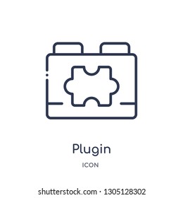 plugin icon from programming outline collection. Thin line plugin icon isolated on white background.