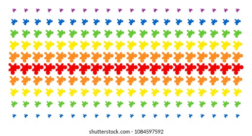 Plugin icon spectral halftone pattern. Vector items arranged into halftone matrix with vertical spectral gradient. Designed for backgrounds, covers, templates and abstraction concepts.