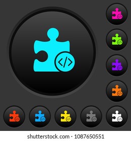 Plugin programming dark push buttons with vivid color icons on dark grey background