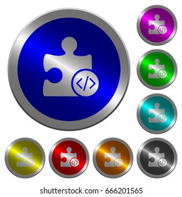 Plugin programming icons on round luminous coin-like color steel buttons