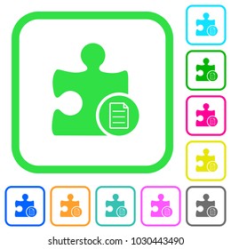 Plugin properties vivid colored flat icons in curved borders on white background