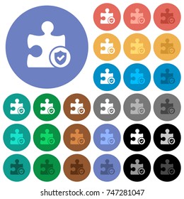 Plugin protected multi colored flat icons on round backgrounds. Included white, light and dark icon variations for hover and active status effects, and bonus shades on black backgounds.