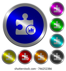 Plugin statistics icons on round luminous coin-like color steel buttons