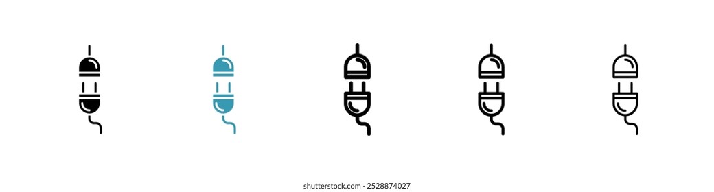 Ícone de vetor de plug-in definido em cores pretas e azuis.