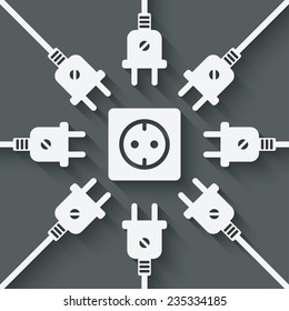 plugs around outlet - vector illustration. eps 10