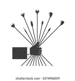 plugs, cords in hand
