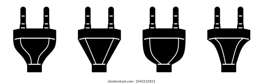 Colección de iconos de enchufes. Ilustración vectorial de stock.