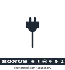 Plugs icon flat. Black pictogram on white background. Vector illustration symbol and bonus button