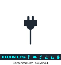 Plugs icon flat. Black pictogram on white background. Vector illustration symbol and bonus button