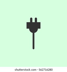 Plugs icon flat. Grey vector symbol on green background