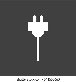 Plugs icon flat. Vector white illustration isolated on black background. Flat symbol
