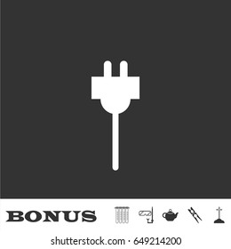 Plugs icon flat. White pictogram on black background. Vector illustration symbol and bonus icons