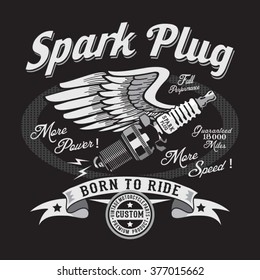 Plugs motor typography, t-shirt graphics, vectors