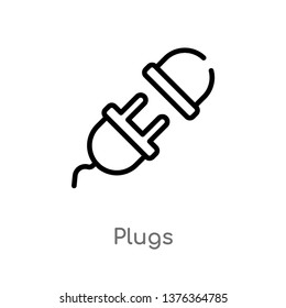 plugs vector line icon. Simple element illustration. plugs outline icon from technology concept. Can be used for web and mobile