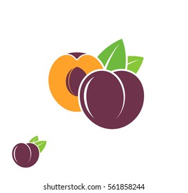 Plum. Abstract fruit on white background. Vector illustration 