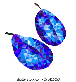 plum, plum abstract stylized, triangles, isolation on a white background,Vector Illustration
