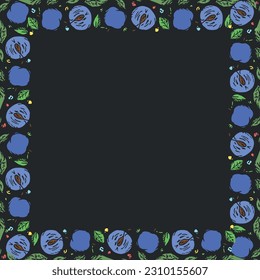 Plum background with place for text. Drawn plum illustration