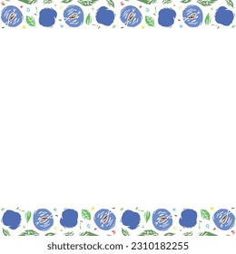 Plum background with place for text. Drawn plum illustration