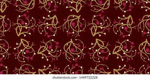 Plum blossom background. Seamless pattern.Vector. 