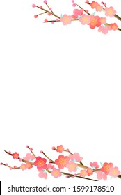 Plum blossom with branches postcard size.
Vertical
