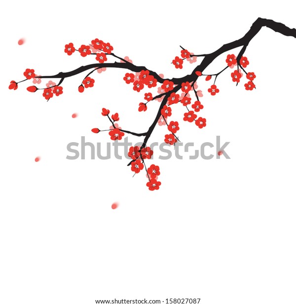 Plum Blossom Chinese Painting Style Stock Vector (Royalty Free ...