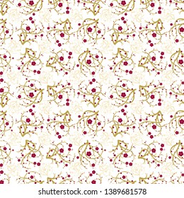 Plum blossom flower background. Seamless pattern. Vector.