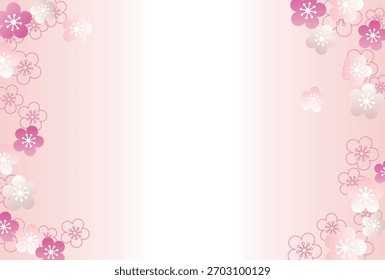 Moldura de flor de ameixa, fundo de flor. Modelo de cartão de Ano Novo, ilustração vetorial.
