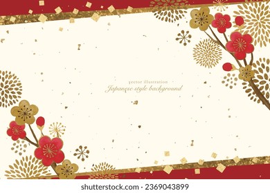 
Plum blossom and gold Japanese pattern background