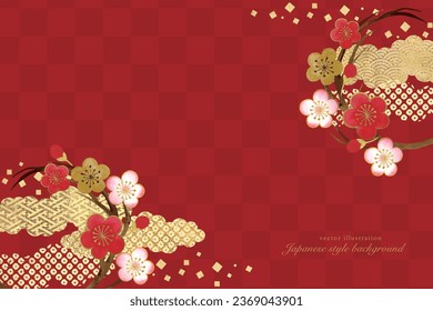 
Plum blossom and gold Japanese pattern background