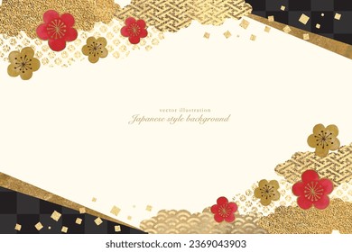 
Plum blossom and gold Japanese pattern background