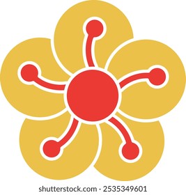 Plum Blossom Icon Representing Resilience, Beauty, and Cultural Significance, Perfect for Highlighting Springtime, Floral Aesthetics, and Symbolism of Renewal with a Delicate and Elegant Design
